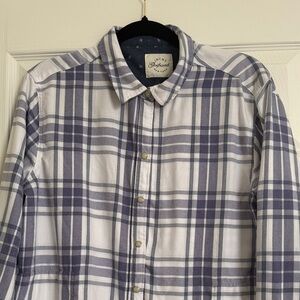 JACHS Girlfriend Navy and White Checkered Button Down Shirt